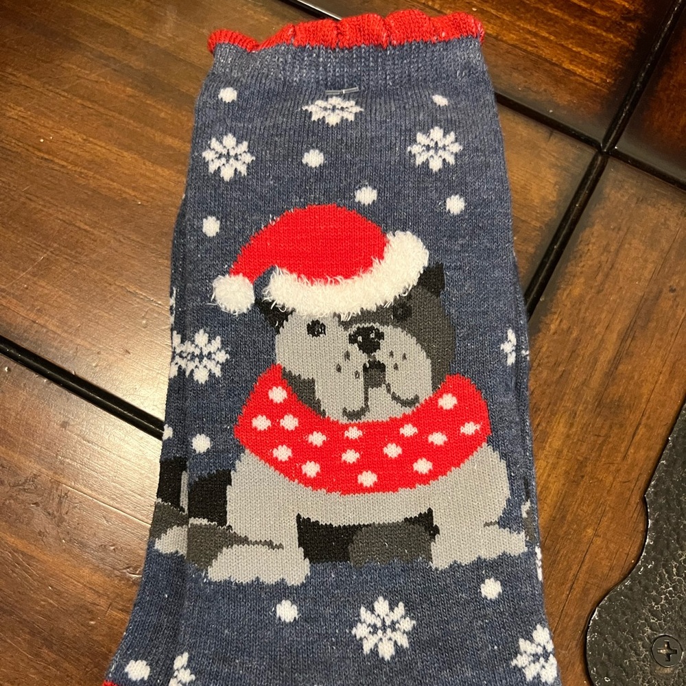 Bulldog Christmas Socks New without tags